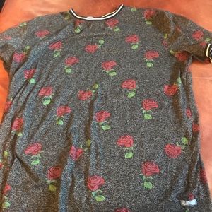 Grey Rose Baseball Tee